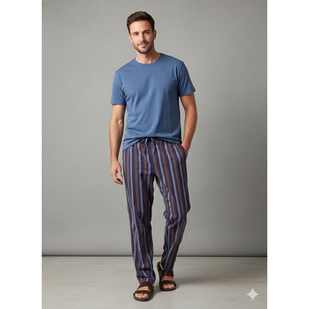 Schiesser multicolor blue‎ purple ombré style stripped lounge pants men's medium